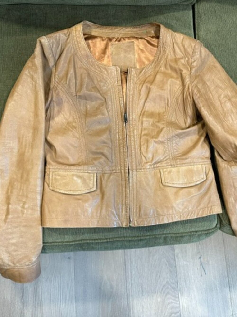 Stradivarius Womens Vintage Leather Jacket